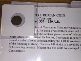 Imperial Roman Coin Constans Ruled 337 - 350 A.  D.  Coin With Information