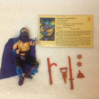 Vintage Teenage Mutant Ninja Turtles Shredder 1988 Complete Figure Card Weapons