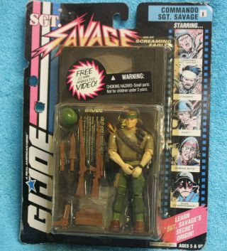 Rare Vintage In Seald Box Gi - Joe Commando Sgt.  Savage Action Figure & Vhs