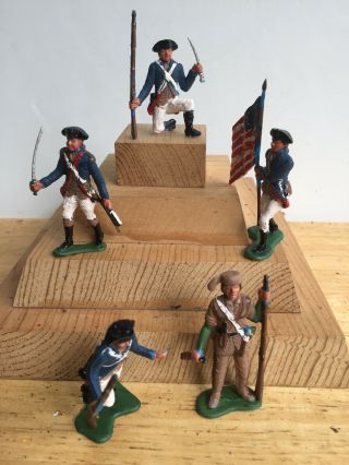 5x Mpc Revolutionary War Figures 54mm Plastic Colonials 2.  1 " Painted
