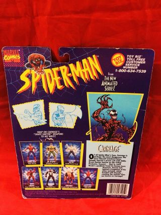 Vintage Spider Man Animated Series Carnage with weapon arms MOC Toybiz 1994 2