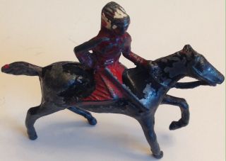 Vintage Wild West Collectible Cast Metal Indian Warrior On Horseback Toy