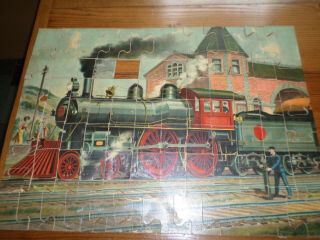 1887 Mcloughlin Bros.  N.  Y.  C.  &h.  R.  R.  R.  Locomotive Picture Puzzle