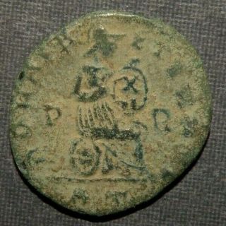 Ancient Coin Roman Bronze Antique Emperor 250 - 357 Ad Helmut Cross Wreath Rare Pr