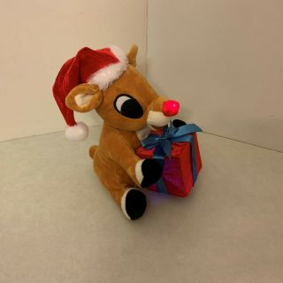 Gemmy - Rudolph The Red Nose Reindeer - Light Up Nose And Present - Sings