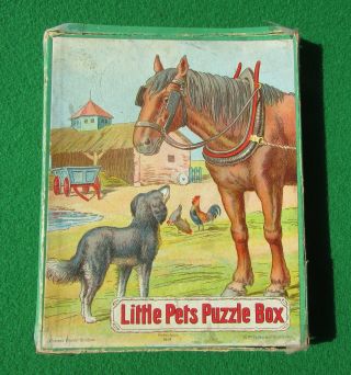 Scarce Ernest Nister Jigsaw Set,  Box,  Featuring Dogs Horse Etc C1900 - 10