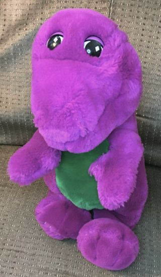 1992 Lyons 13 " Plush Barney Dinosaur Purple Stuffed Golden Bear Closed Mouth Toy