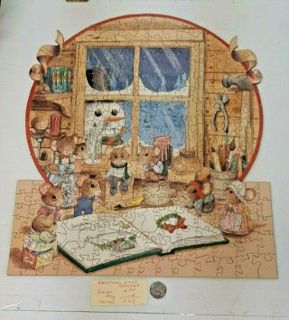 Anne Belle Hand Crafted Wooden Jigsaw Puzzle " Christmas In The Garage " 216,  233