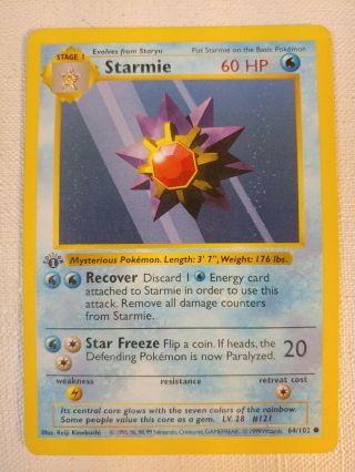 Starmie - 64/102 - Common 1st Edition Base Set Pokemon