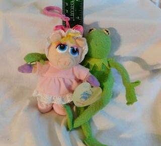 2 Jim Henson Muppet Plush: Miss Piggy Babies Clip - On & Bendable Applause Kermit