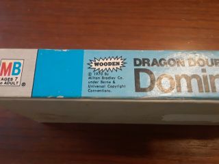 Milton Bradley USA 1970 Wooden Dragon Double Nine Dominoes Set Box 3
