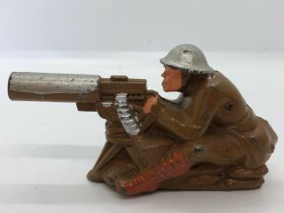 Vintage Wwi U.  S.  Machine Gunner Sitting Lead Soldier Die - Cast Metal Toy Army Man