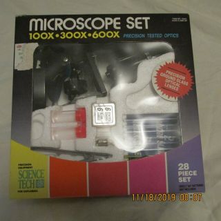 Science Tech Microscope Set Microscope 100 X,  300 X,  600 X For Ages 8,