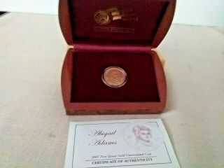 2007 W Us First Spouse Abigail Adams 1/2 Oz Gold Proof $10 Coin