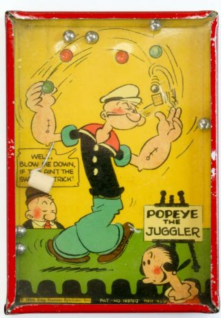 Antique 1929 Bar Zim Toys Dexterity Puzzle Game Popeye The Juggler King Features