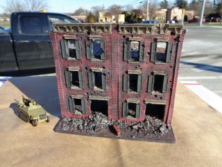 Flames Of War,  Brick Building City Ruin Resin Painted Terrain 15mm Ww2