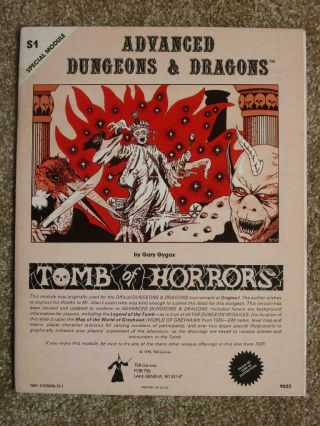 Tsr Ad&d S1 Tomb Of Horrors 3rd Print 1979 Mono