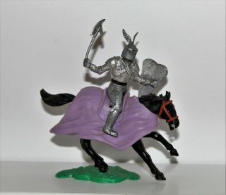 Vintage Timpo Toys Swoppet Figure Silver Knight Mounted/horseback W/battle Axe
