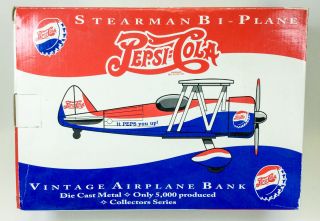 Spec Cast 37504 Pepsi - Cola Stearman Bi - Plane Die Cast Vintage Airplane Bank