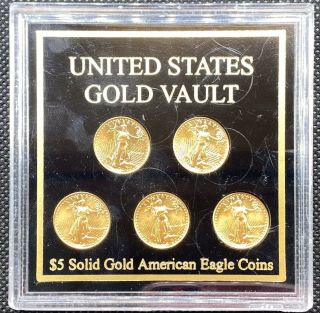 5 Coin Set 1987/1989 American Gold Eagle $5 1/10 oz Coins • BU In US Gold Vault 2