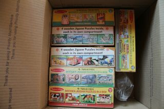6 Boxes - 24 Melissa & Doug Puzzles In A Box - Vehicles,  Farm,  Wild,  Friends,  Dino,