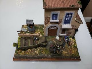 1/35 Wwii " Dust It Off " Diorama Built German Stuff Car,  W/ Troops And Base