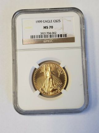 1 - 1999 American Gold Eagle 1/2 Oz $25 - Ms 70 An Must Have Coin