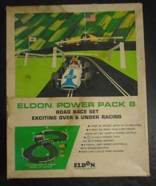 Vintage 1966 Eldon Power Pack 8 Road Race Set 9535