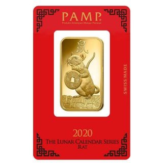 2020 Pamp Lunar Year Of The Rat 1 Oz Gold Bar In Assay Card Sku59703