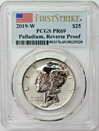 2019 - W Pcgs Pr69 1oz Reverse Proof Palladium American Eagle Coin Fs Ogp