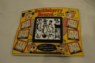 1960s Huckleberry Hound/yogi Bear Roalex Co Vintage Sliding Puzzle On Card