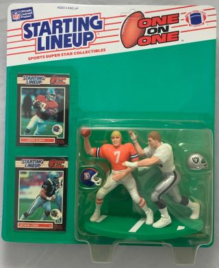 1989 Kenner Starting Lineup Nfl One On One Elway Long Broncos Raiders Moc