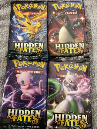 Pokemon Tcg Hidden Fates Booster Pack X4