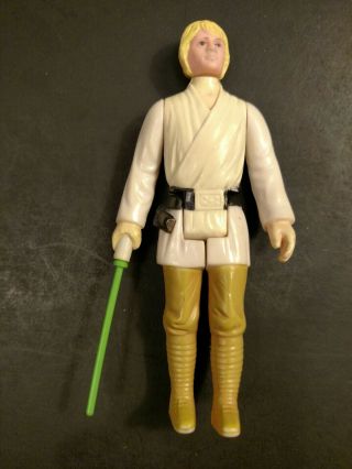 Vintage 1977 Star Wars Luke Skywalker Action Figure W/ Added Green Light Saber