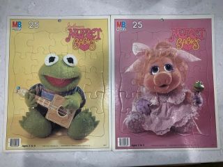 Muppet Babies Miss Piggy & Kermit Frame - Tray Puzzle 1984 Jim Henson 25 Piece Mb