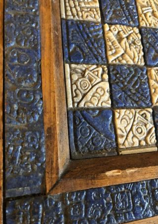 Vintage Mexican Chess Set Malachite Wood Aztec Mayan Board Large 3
