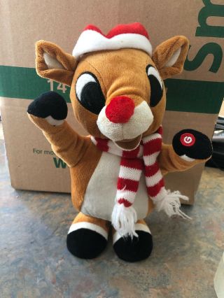 Gemmy Animated Rudolph The Red Nosed Reindeer Sings Dances Wearing Santa Hat