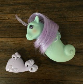 G1 Vintage Mlp My Little Pony/ponies Baby Sea Splasher W/whale Brush Accessory