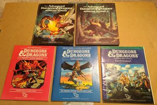 Set Of Vintage Dungeons & Dragons Books (5 Total) - 2 Hardcover Monster Manuals