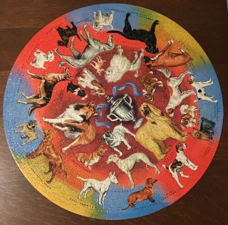 Prize Dogs Vintage Springbok Circular Round 500,  Piece Jigsaw Puzzle Complete