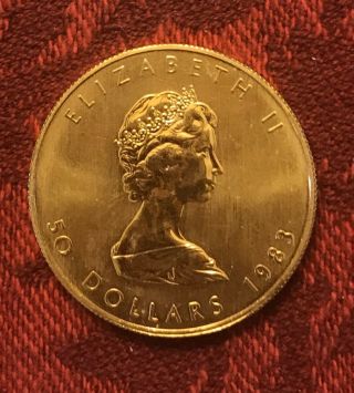 Canada Gold Maple Leaf - 1 oz - $50 -.  9999 Fine - 1983 2