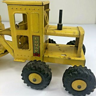 Vintage Marx Lumar Power Grader Road Grader Yellow Pressed Steel Toy 17 