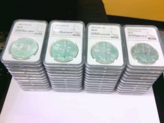 44 - Us Silver $1 Eagles (1986 - 2018) All Ngc Graded Ms 69.  Buy Now
