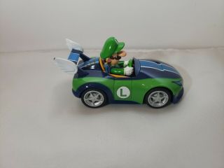 Nintendo Mario Kart Wii Pull Speed Luigi Race Car Rubber Tires Plastic 1:43 3