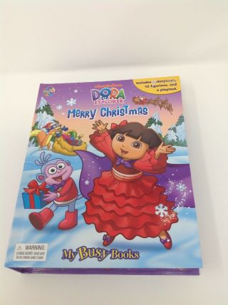 Dora The Explorer Merry Christmas My Book Busy 12 Figurines Activity Play Mat