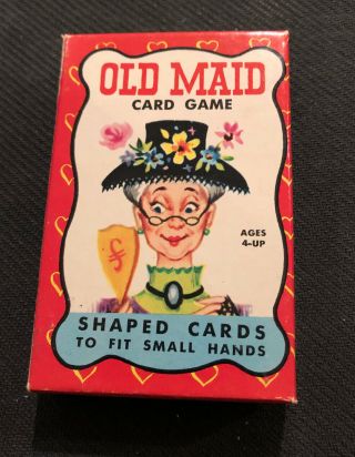 Vintage 1960s Built Rite Old Maid Deck Of Cards Box And Rule Card