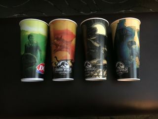 Rare Jurassic World Set Of 4 Dairy Queen Cups