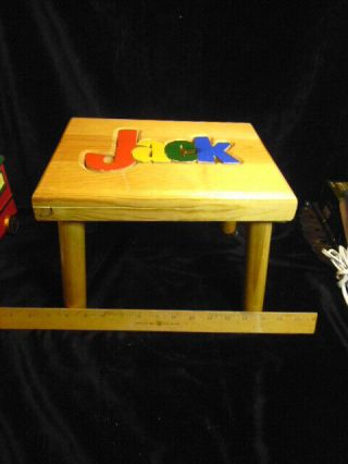 Wooden Step Stool W/personalized Puzzle Rainbow Name " Jack " - 11.  75wx9x8.  5 " H - F/shi