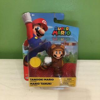 Nintendo Mario Tanooki Mario W/ Coin 4 Inch Figure Jakks