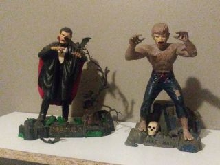 Vintage 1962 Aurora Models Dracula & The Wolfman Built - Up & Hand Painted